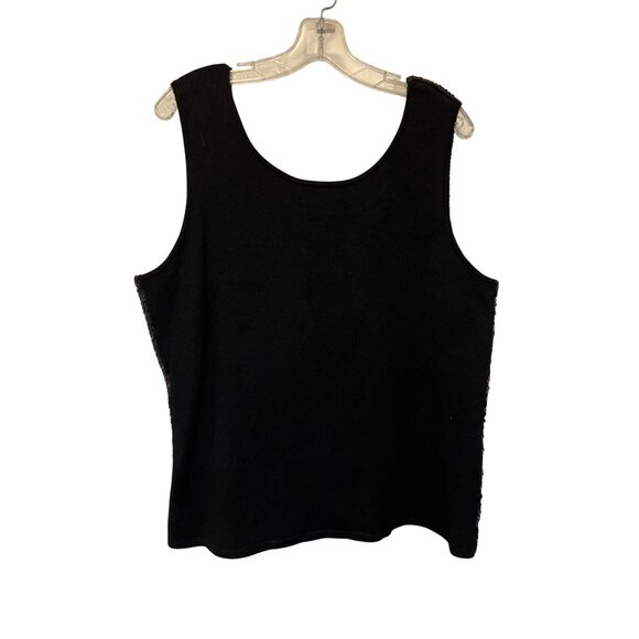 INC Black Sequin Tank Top 1X Womans Sleeveless Party Wear Rayon/Nylon/Spandex - Picture 2 of 4